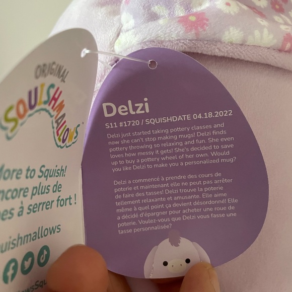 Squishmallow Easter Floral Lavender Delzi Donkey 11” - Picture 5 of 5